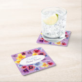 Purple Pansy Boho Floral Bridal Shower Rechteckiger Pappuntersetzer (Vor Ort)