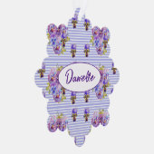 Purple Pansy Flower floral Shabby Watercolor Girls Ornament Karte (Rechts)