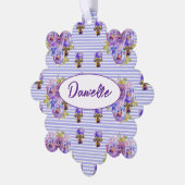 Purple Pansy Flower floral Shabby Watercolor Girls Ornament Karte (Linke Ecke)