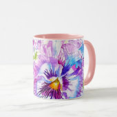 Purple Pansy Flower Watercolor Womans Name Pansies Tasse (VorderseiteRechts)