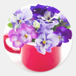 purple pansy runder aufkleber