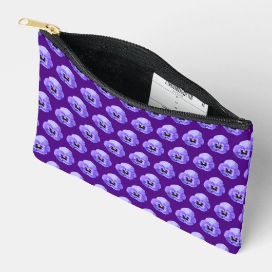 Purple Pansy Seamless Pattern Pouch Zubehörtasche (Offen)