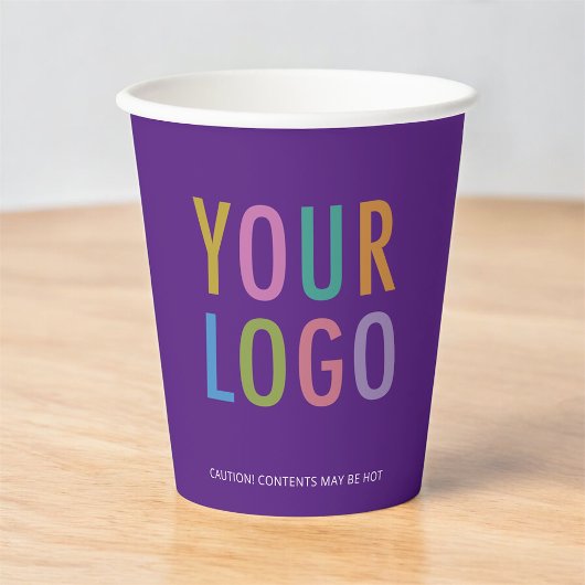 Purple Paper Cups Custom Company Logo Branded 8 oz Pappbecher
