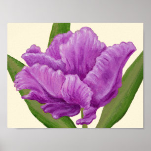 Purple Parrot Tulip art print. Poster