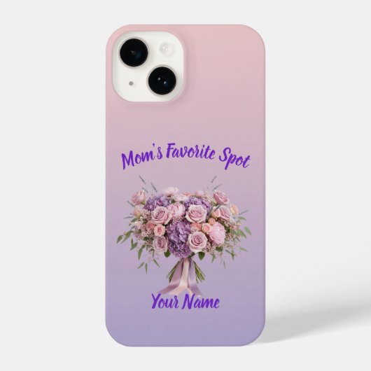 Purple Pastel Floral Mother's Day iPhone 14 Case Hülle (Rückseite)
