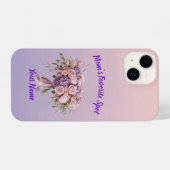 Purple Pastel Floral Mother's Day iPhone 14 Case Hülle (Rückseite (Horizontal))
