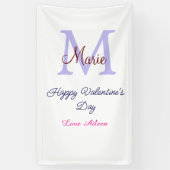 Purple pastel happy Valentine's day pink monogram  Banner (Vertikal)