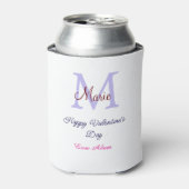 Purple pastel happy Valentine's day pink monogram  Dosenkühler (Kanne Vorderseite)