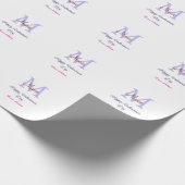 Purple pastel happy Valentine's day pink monogram Geschenkpapier (Ecke)