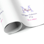 Purple pastel happy Valentine's day pink monogram Geschenkpapier (Rolleneckpunkt)