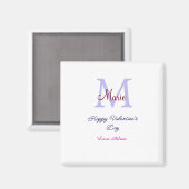 Purple pastel happy Valentine's day pink monogram  Magnet (Vorderseite/Rückseite)