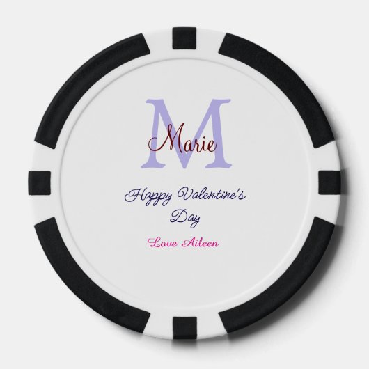 Purple pastel happy Valentine's day pink monogram Pokerchips (Vorderseite)