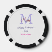 Purple pastel happy Valentine's day pink monogram Pokerchips (Rückseite)