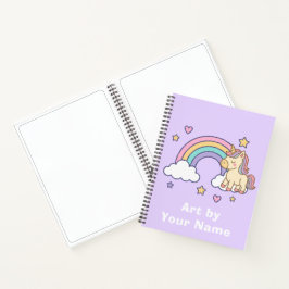 Purple Pastel Unicorn Rainbow Personalized Notizblock