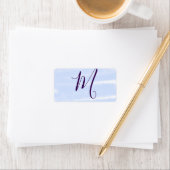 Purple pastel watercolor monogram name letterretro adressaufkleber (Insitu)