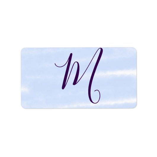Purple pastel watercolor monogram name letterretro adressaufkleber (Vorne)