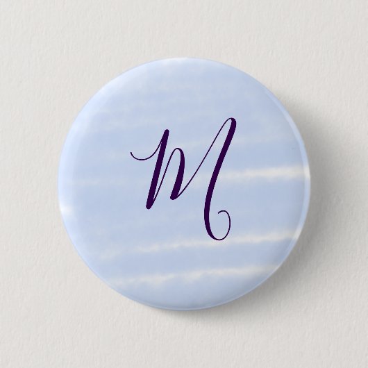 Purple pastel watercolor monogram name letterretro button (Vorderseite)