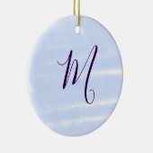 Purple pastel watercolor monogram name letterretro keramik ornament (Rechts)