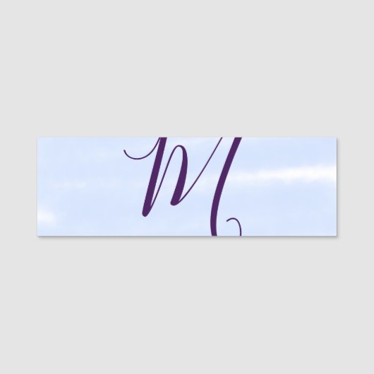 Purple pastel watercolor monogram name letterretro namensschild (Vorderseite)