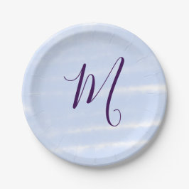 Purple pastel watercolor monogram name letterretro pappteller