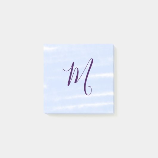 Purple pastel watercolor monogram name letterretro post-it klebezettel (Vorderseite)