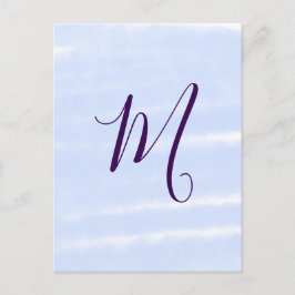 Purple pastel watercolor monogram name letterretro postkarte