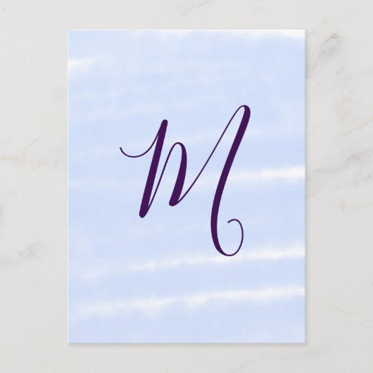 Purple pastel watercolor monogram name letterretro postkarte (Vorderseite)