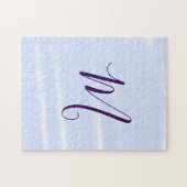 Purple pastel watercolor monogram name letterretro puzzle (Horizontal)