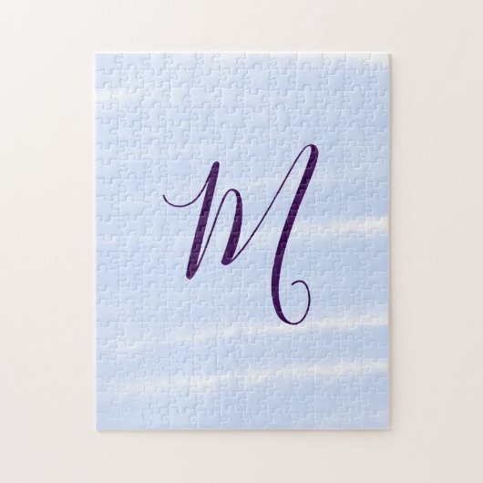 Purple pastel watercolor monogram name letterretro puzzle (Vertikal)