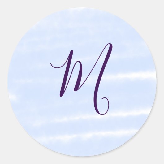 Purple pastel watercolor monogram name letterretro runder aufkleber (Vorderseite)