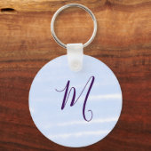 Purple pastel watercolor monogram name letterretro schlüsselanhänger (Vorderseite)