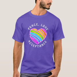 Purple Peace Love Acceptance Rainbow Pride Heart  T-Shirt