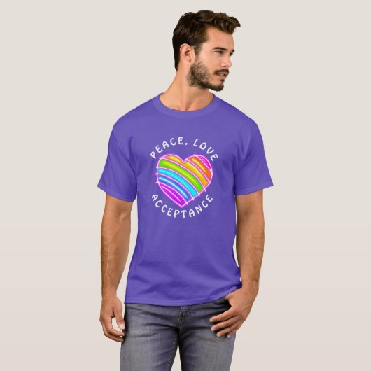 Purple Peace Love Acceptance Rainbow Pride Heart  T-Shirt (Vorne ganz)