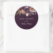 Purple Peach Burgundy Flowers Babydusche Runder Aufkleber (Tasche)