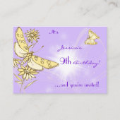 Purple Peach Butterfly Invitation Card Begleitkarte (Vorderseite)