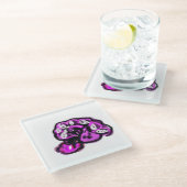 Purple peacock glasuntersetzer (Schrägansicht)