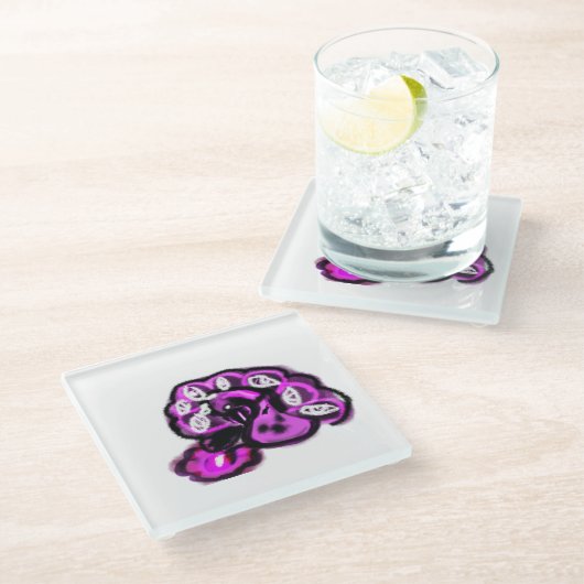 Purple peacock glasuntersetzer (Schrägansicht)