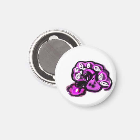 Purple peacock magnet (Vorderseite/Rückseite)