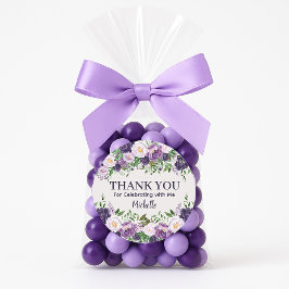 Purple Peonies Floral Women's Birthday Thank You Runder Aufkleber