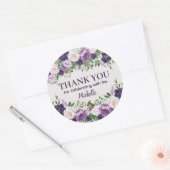 Purple Peonies Floral Women's Birthday Thank You Runder Aufkleber (Umschlag)
