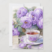 Purple Peonies White Daisies in Mason Jar | Einladung (Rückseite)