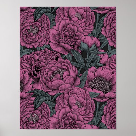 Purple peony flowers poster (Vorne)