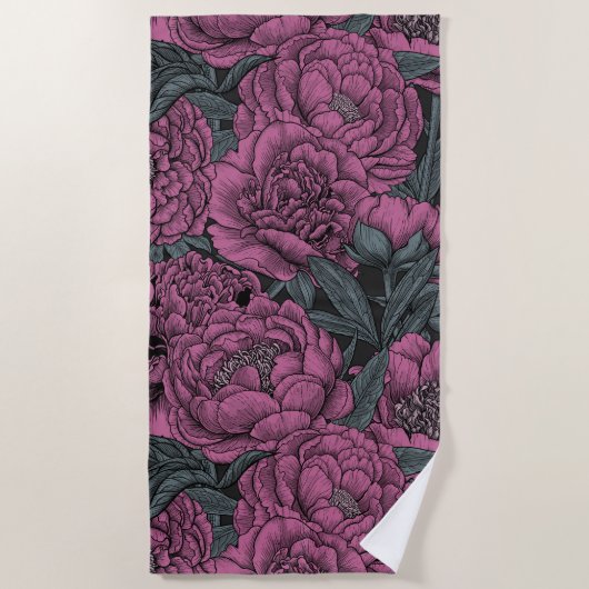 Purple peony flowers strandtuch (Vorderseite)