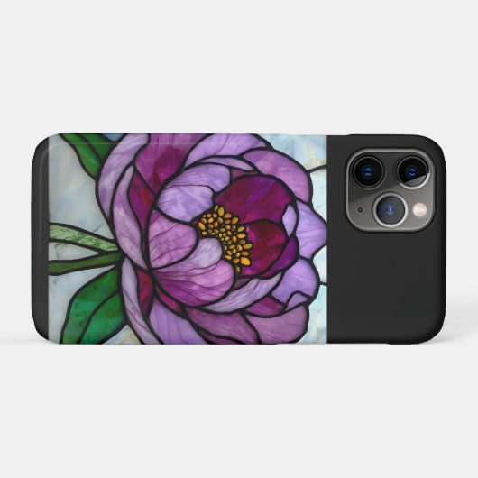 Purple Peony Stained Case-Mate iPhone Hülle (Rückseite (Horizontal))
