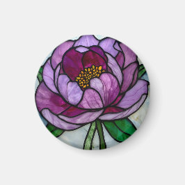 Purple Peony Stained Glass Magnet