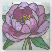 Purple Peony Stained Glass Steinuntersetzer (Vorderseite)