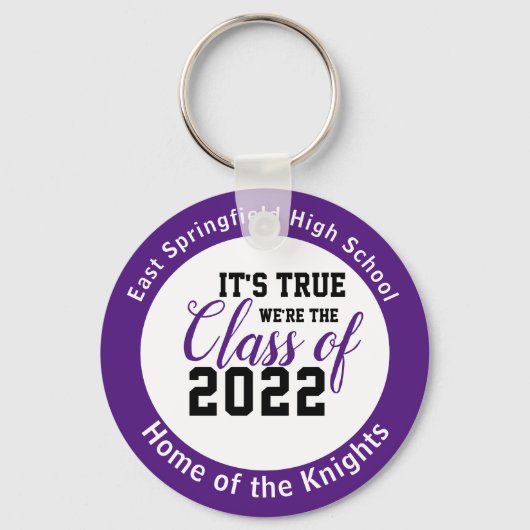 Purple Personalized High School Class of 2022 Schlüsselanhänger (Vorderseite)