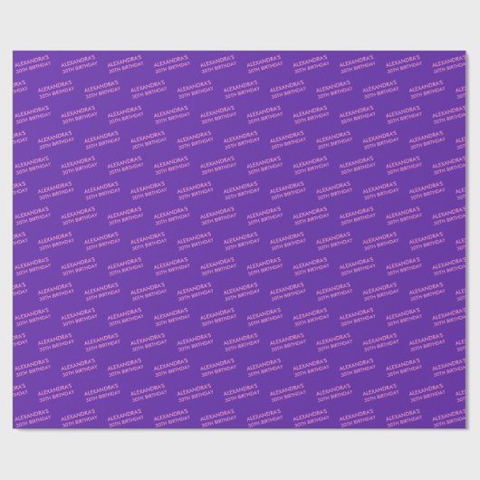 Purple Personalized Name Age  Birthday Geschenkpapier (Flach)