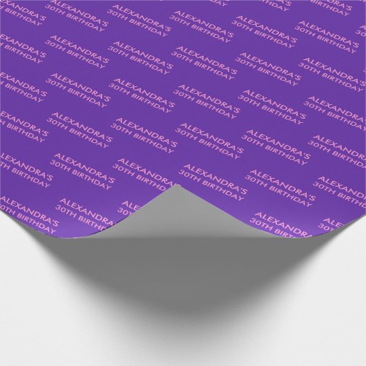 Purple Personalized Name Age Birthday Geschenkpapier (Ecke)