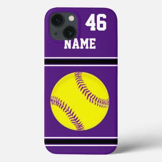 Purple Personalized Softball iPhone Cases (Rückseite)